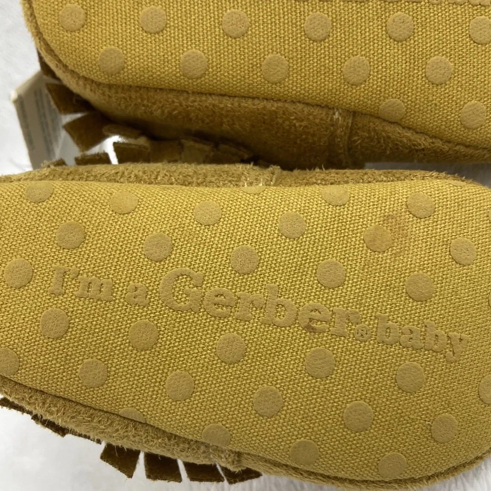 Gerber Tan Baby Moccasins with Bow NWT 3-6 mos